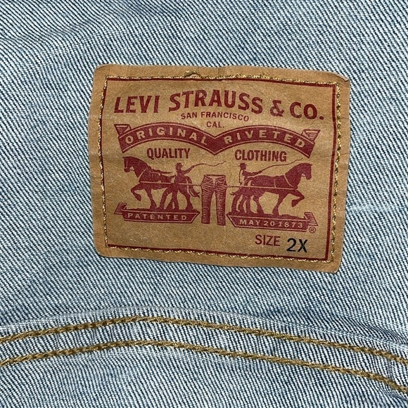 Levi’s Trucker Jacket Stretch Denim 2X Womens Plus Size Light Coat - Picture 10 of 13